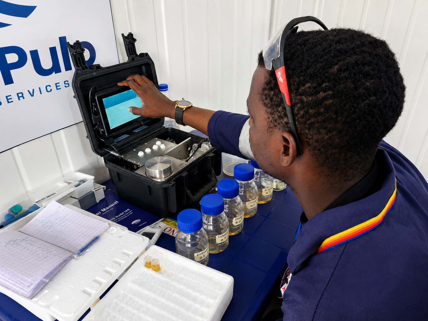 Engineers carrying out field validation